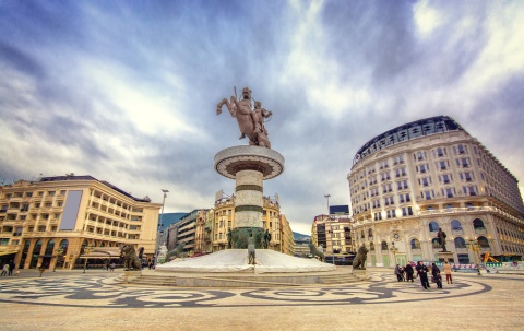 Alexander the Great statue in the center of Skopje, Macedonia