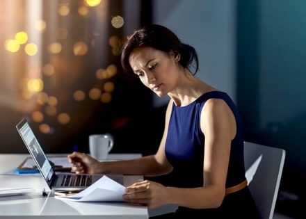 A woman working at a desk