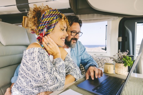 Couple in an RV enjoying Burkina Faso’s public holidays