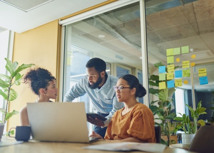 HR team discussing equity compensation for a startup