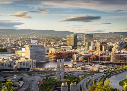 Aerial view of the Oslo Sentrum in Norway
